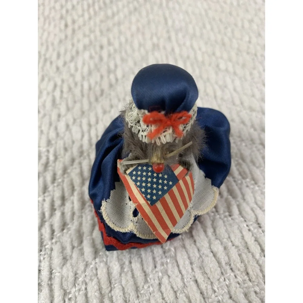 Original Toy Fur Mouse Betsy Ross Blue Red Patriotic Flag West Germany Miniature